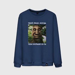 Мужской свитшот Мудрое дерево с лицом мем - когда тебе больше 25