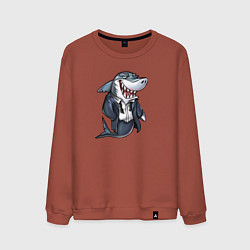 Свитшот хлопковый мужской Офисная акула, цвет: кирпичный