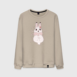 Свитшот хлопковый мужской Cute white rabbit, цвет: миндальный