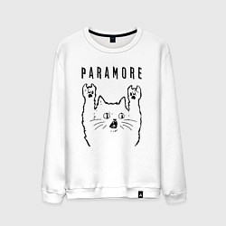 Свитшот хлопковый мужской Paramore - rock cat, цвет: белый