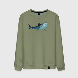 Свитшот хлопковый мужской Realistic shark, цвет: авокадо