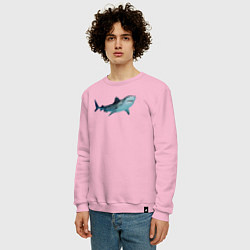 Свитшот хлопковый мужской Realistic shark, цвет: светло-розовый — фото 2