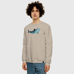Свитшот хлопковый мужской Realistic shark, цвет: миндальный — фото 2