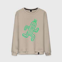 Свитшот хлопковый мужской Файнал фентези Cactuar, цвет: миндальный