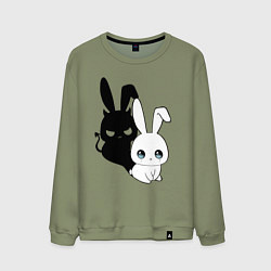 Свитшот хлопковый мужской Милый кролик - ангелочек или дьяволёнок?, цвет: авокадо