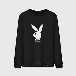 Свитшот хлопковый мужской Черный кролик с надписью play2023, цвет: черный