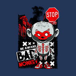 Свитшот хлопковый мужской Осторожно обезьяна монстр, цвет: тёмно-синий — фото 2