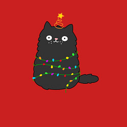 Свитшот хлопковый мужской Котик притворился ёлочкой, цвет: красный — фото 2