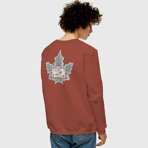 Мужской свитшот Книга с кофе / Кирпичный – фото 4