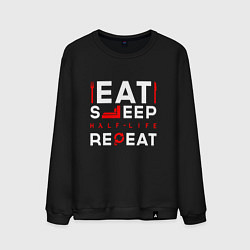 Свитшот хлопковый мужской Надпись eat sleep Half-Life repeat, цвет: черный