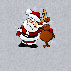 Свитшот хлопковый мужской Санта и олень, цвет: меланж — фото 2