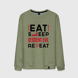 Мужской свитшот Надпись: eat sleep Resident Evil repeat