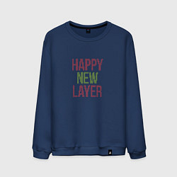 Свитшот хлопковый мужской Happy New Layer, цвет: тёмно-синий