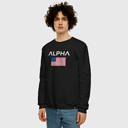 Свитшот хлопковый мужской Alpha USA, цвет: черный — фото 2