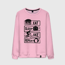 Свитшот хлопковый мужской Eat sleep bike repeat art, цвет: светло-розовый