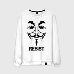 Свитшот хлопковый мужской Guy Fawkes - resist, цвет: белый