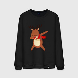 Свитшот хлопковый мужской Новогодний олень дэб, цвет: черный