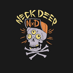 Свитшот хлопковый мужской Neck Deep band панк рок - череп в кепке, цвет: черный — фото 2