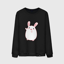 Свитшот хлопковый мужской Круглый кролик, цвет: черный