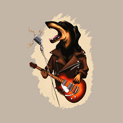 Свитшот хлопковый мужской Такса рокер, цвет: миндальный — фото 2