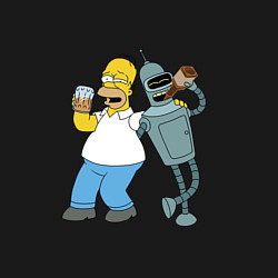 Свитшот хлопковый мужской Drunk Homer and Bender, цвет: черный — фото 2