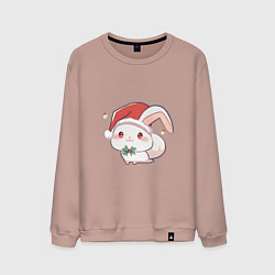 Свитшот хлопковый мужской Зайка в шапке Санты, цвет: пыльно-розовый