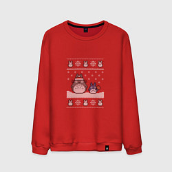 Свитшот хлопковый мужской Новогодние тоторики - ugly sweater, цвет: красный