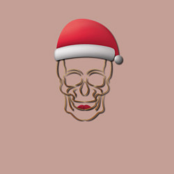 Свитшот хлопковый мужской Череп в колпаке санты, цвет: пыльно-розовый — фото 2