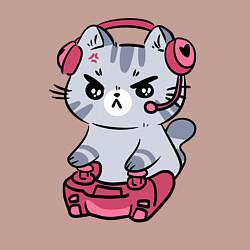 Свитшот хлопковый мужской Котёнок заядлый игроман, цвет: пыльно-розовый — фото 2