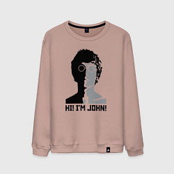 Свитшот хлопковый мужской Джон Леннон - портрет, цвет: пыльно-розовый