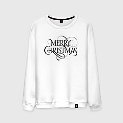 Свитшот хлопковый мужской Merry Christmas happy, цвет: белый