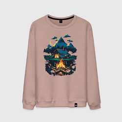 Свитшот хлопковый мужской Ночной поход, цвет: пыльно-розовый