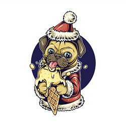 Свитшот хлопковый мужской Новогодний мопс с мороженым, цвет: белый — фото 2