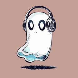 Свитшот хлопковый мужской Прикольный призрак в наушниках, цвет: пыльно-розовый — фото 2