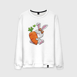 Свитшот хлопковый мужской Зайка с большой морковкой, цвет: белый