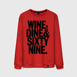 Свитшот хлопковый мужской Wine, dine and sixty nine, цвет: красный