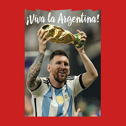 Свитшот хлопковый мужской Lionel Messi - world champion - Argentina, цвет: красный — фото 2