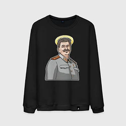 Свитшот хлопковый мужской Сталин с нимбом, цвет: черный