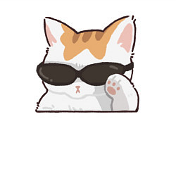 Свитшот хлопковый мужской Бело-рыжий котик в очках, цвет: белый — фото 2