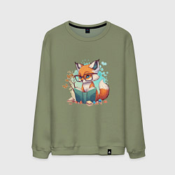 Свитшот хлопковый мужской Умный лисёнок, цвет: авокадо