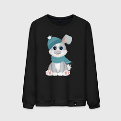 Свитшот хлопковый мужской Зайчик в шапке, цвет: черный