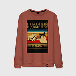 Свитшот хлопковый мужской Кот в законе главный в доме, цвет: кирпичный