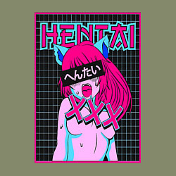 Свитшот хлопковый мужской Hentai blue redhead girl art, цвет: авокадо — фото 2