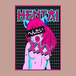 Свитшот хлопковый мужской Hentai blue redhead girl art, цвет: пыльно-розовый — фото 2