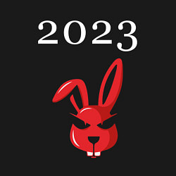 Свитшот хлопковый мужской Кролик 2023 суровый: символ и надпись, цвет: черный — фото 2