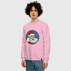 Свитшот хлопковый мужской Дед Мороз весельчак, цвет: светло-розовый — фото 2