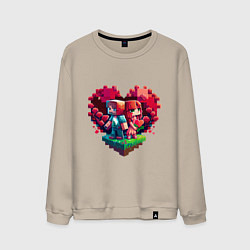 Свитшот хлопковый мужской Влюбленные в Minecraft, цвет: миндальный