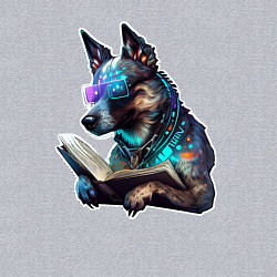 Свитшот хлопковый мужской Киберпанк собака с книгой, цвет: меланж — фото 2