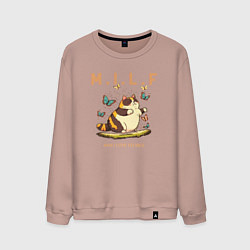 Свитшот хлопковый мужской Man I Love Felines, цвет: пыльно-розовый