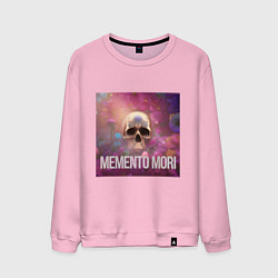 Свитшот хлопковый мужской Череп в цветах memento mori, цвет: светло-розовый